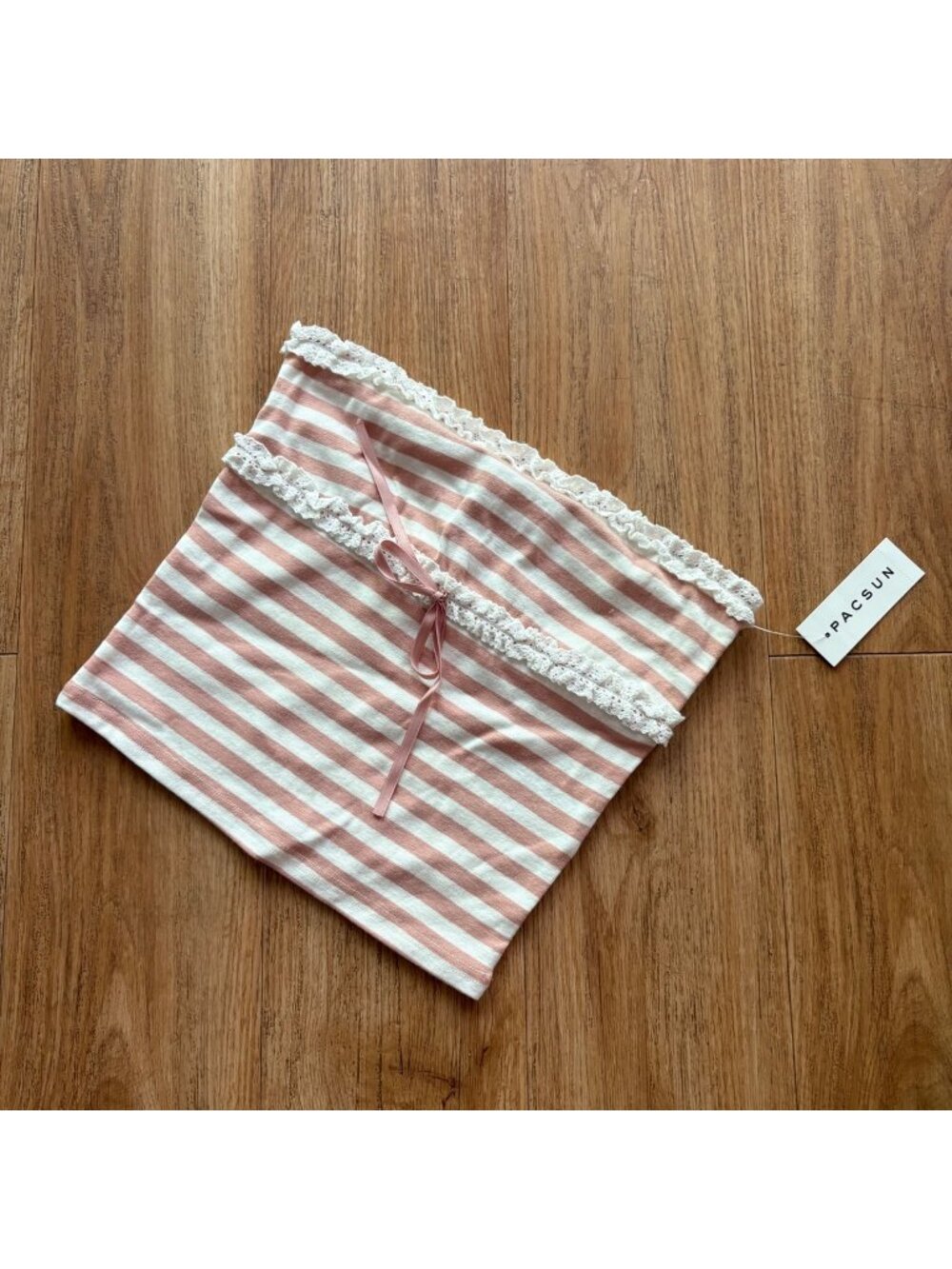 Edikted PACSUN Striped Fitted Tupe Top Eyelet Lace Trim Multi NWT Size S